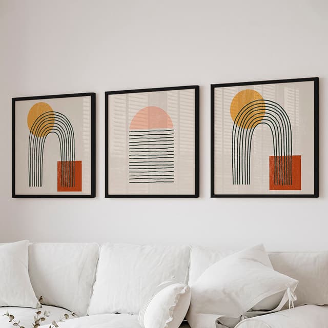 Kit Quadros Decorativos Geométrico com linhas II