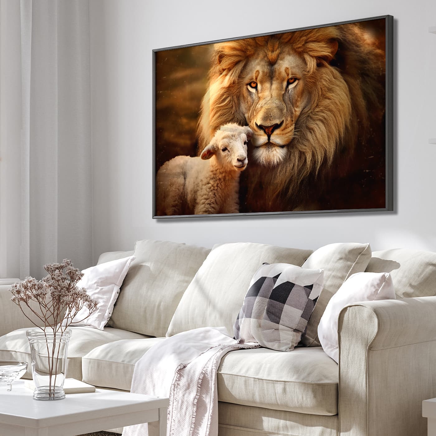 Quadro Decorativo O Leão e o Cordeiro I Pôr do Sol