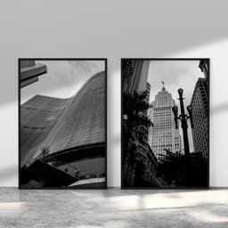 Kit Quadros Decorativos Cidades São Paulo Preto e Branco