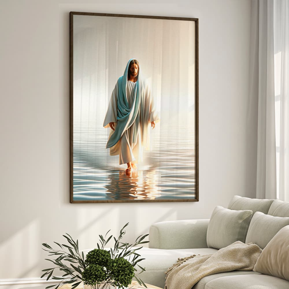 Quadro Decorativo Religiosos Jesus Caminhando sobre as águas